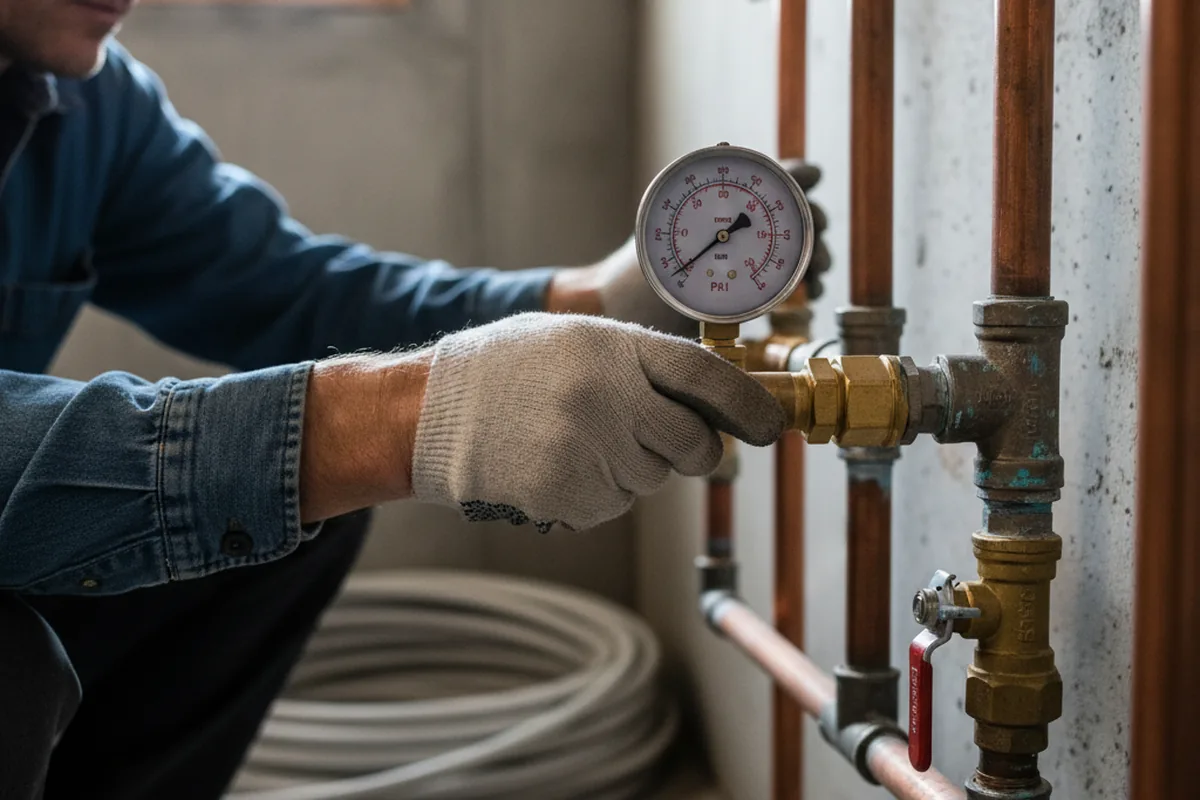 Pressure testing a repaired line during Water Line Repair in Clinton
